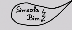 Wortblase mit "Simsala Bim"